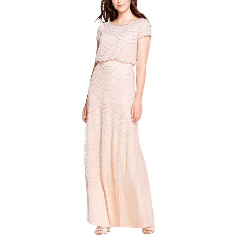 Adrianna Papell Womens  Beaded Mesh Dress